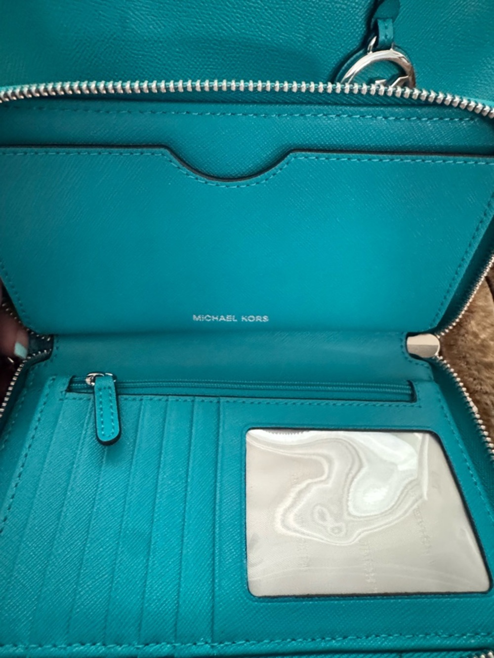 Michael Kors Turquoise Saffiano Tote with Matching Wristlet - Picture 2 of 6